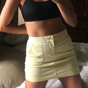 Yellow Cotton Mini Skirt